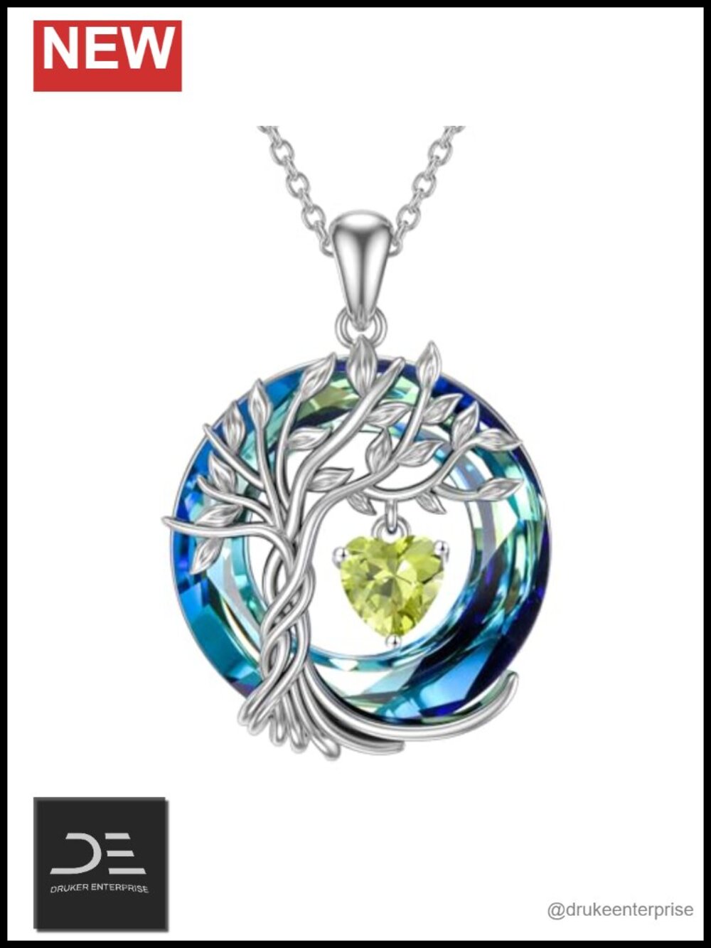 TOUPOP Tree of Life Birthstone Necklace 925 Sterling Silver Peridot Pendant
